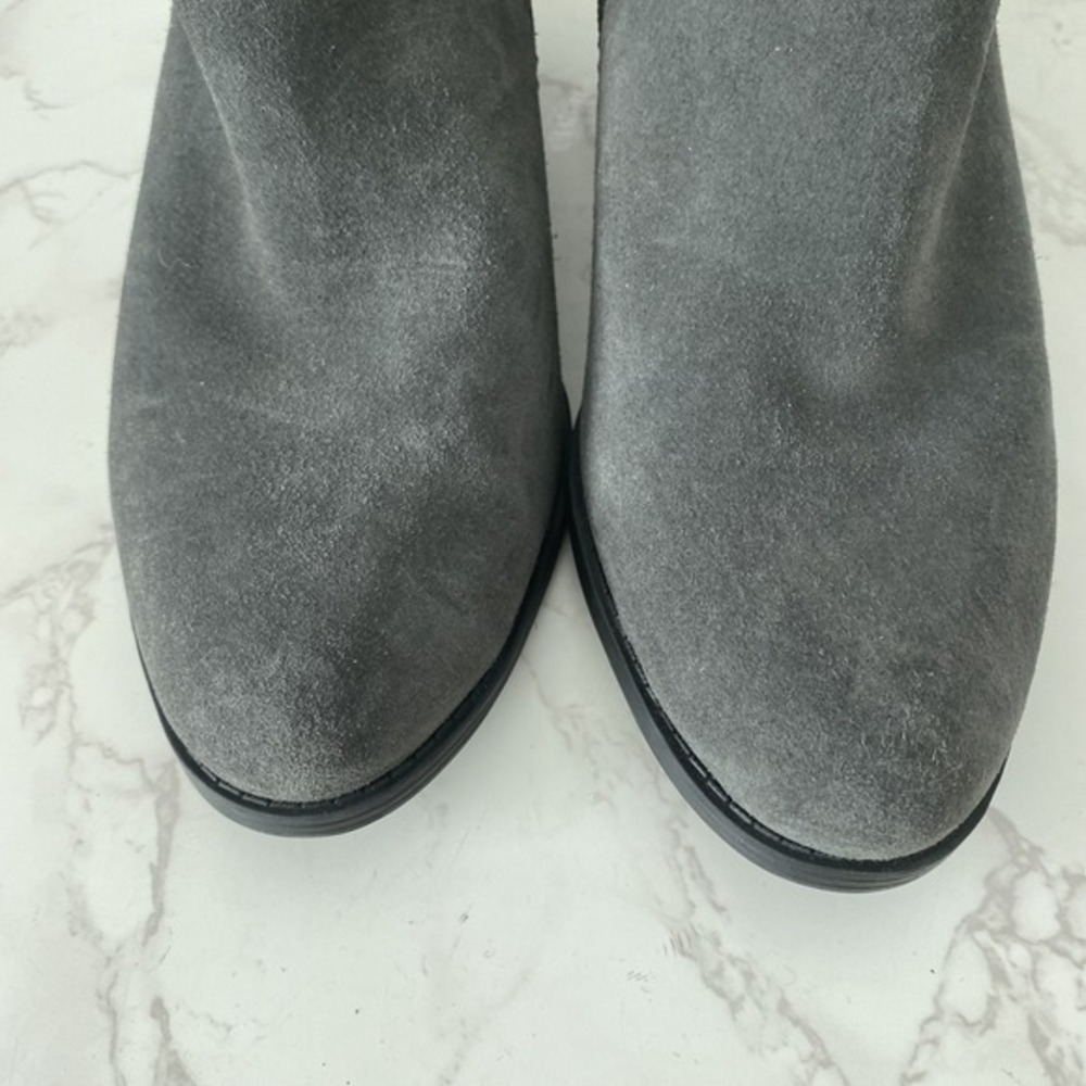 Naturalizer Zarie Ankle Boots 8.5 W Grey Suede Mid Heel Western Bootie - Picture 2 of 15